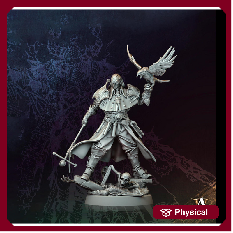 Male Warlock, Necromancer, Wizard PC NPC Miniature | 28mm,32mm, 54mm, 75mm, 100mm Scales | Dungeons and Dragons | Pathfinder | Battle Wizard - Only-Games