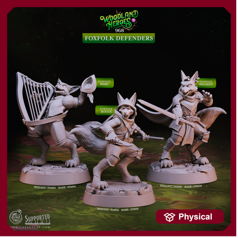 Foxfolk Defenders - Woodland Heroes - CastNPlay - Terrain Wargaming D&D DnD 28mm 32mm 40mm 54mm