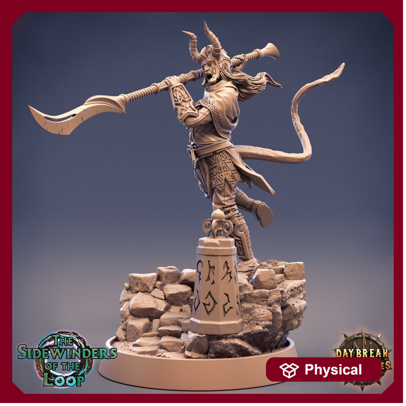 Tiefling Fighter Pole Arm Master | 28mm, 32mm, 75mm Scale Resin Miniature | Dungeons and Dragons | Pathfinder | - Only-Games