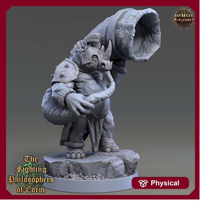 Rhinokin, Rhino-folk Warrior  Scales: 28mm, 32mm,54mm,75mm | D&D 5e Megaboss | Dungeons and Dragons | Pathfinder | Daybreak Miniatures - Only-Games