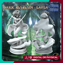 Dark elf  Assassin Layla - Dark elf Assassin Dual blade Assassin - 75mm + 35mm Scale