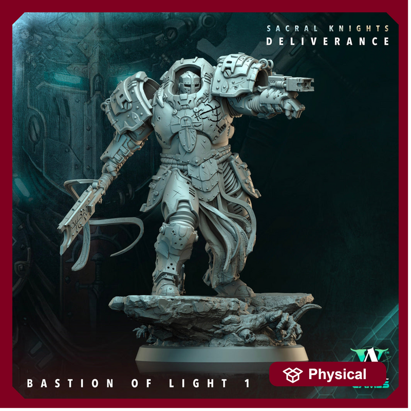 Sci-Fi Miniature Space Knight, Bastion of Light | 28mm,32mm, 54mm, 75mm,100mm Scales | Resin Mini | Archvillain Games - Only-Games