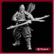 Human Fighter Samurai Sharpshooter, Ranger | Miniature 28mm,32mm,54mm, 75mm,100mm Scale Pathfinder Figure/ DnD Figurine unpainted - Only-Games