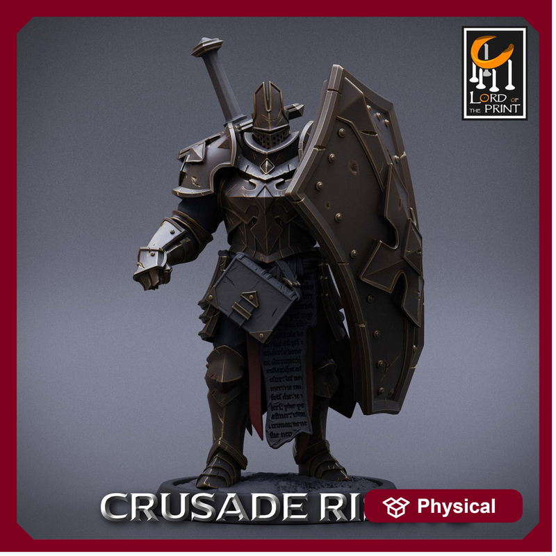 Paladin Knight Templar Unpainted Miniature | 28mm, 32mm,54mm,75mm, 100mm Scales | Dungeons and Dragons | Pathfinder | Lord of The Print - Only-Games