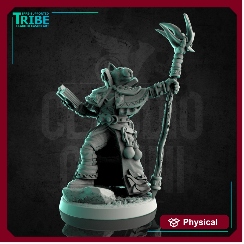 (0247) Male dog folk bullterrier wizard magician with a magic staff