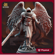 Human Winged Paladin, Angel Fighter Sword | Miniature | 28mm, 32mm, 54mm,75mm, 100mm Scales | Pathfinder Figure | DnD | Figurine unpainted | - Only-Games