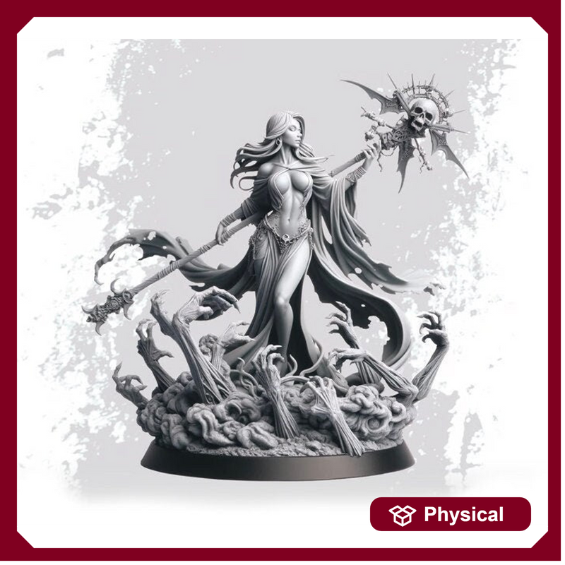 Necromancer, Wizard, Warlock, Sorcerer , PC NPC Miniature | NSFW Topless & Nude versions | 28mm, 32mm,54mm, 75mm, 100mm Scales | DnD 5e - Only-Games