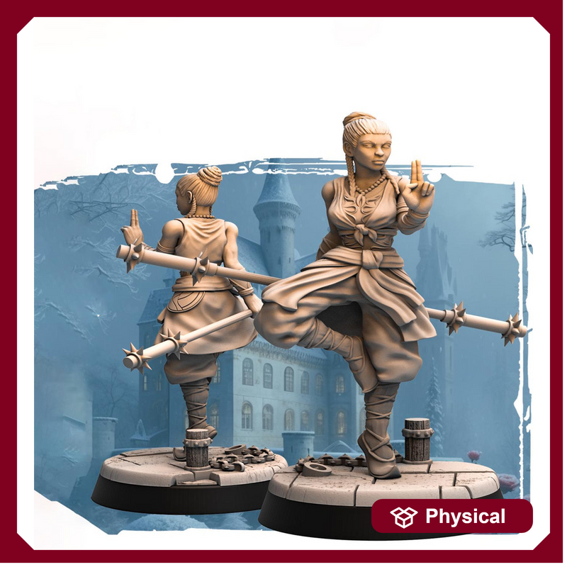 Female Human Monk PC / NPC D&D 5e Unpainted Figure | 28mm, 32mm,54mm,75mm,100mm Scales | Dungeons and Dragons Pathfinder | - Only-Games
