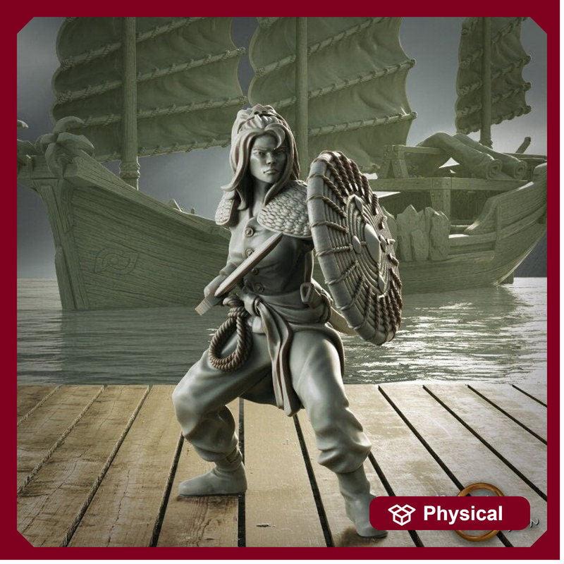 Female Swashbuckler Pirate Fighter  | Sea encounter | 28mm, 32mm,54mm,75mm,100mm Scales | Player Character D&D 5e Pathfinder Figurine - Only-Games