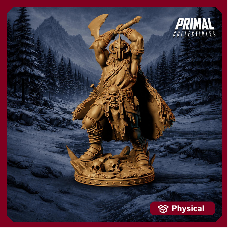 Barbarian Knight Miniature | Doom Herald Axe Warrior | UNPAINTED Resin DnD Pathfinder - Only-Games