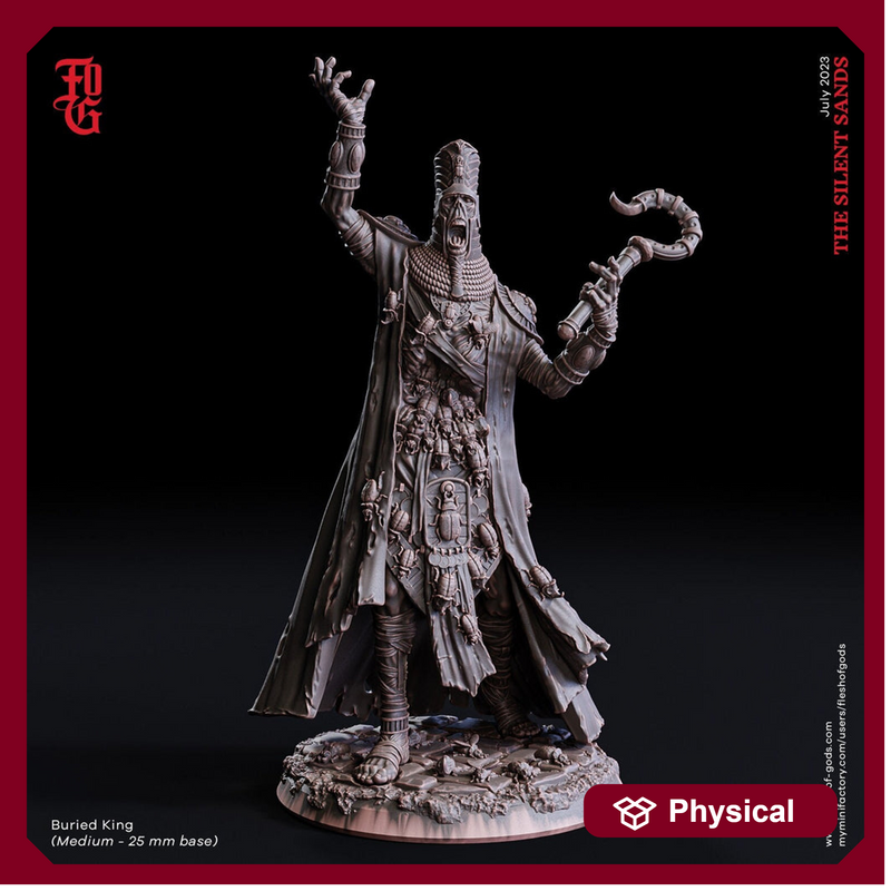 Mummy Lord Undead Monster Miniature | 28mm,32mm,54mm,75mm,100mm Scale | Figurine D&D 5e | Flesh of Gods - Only-Games