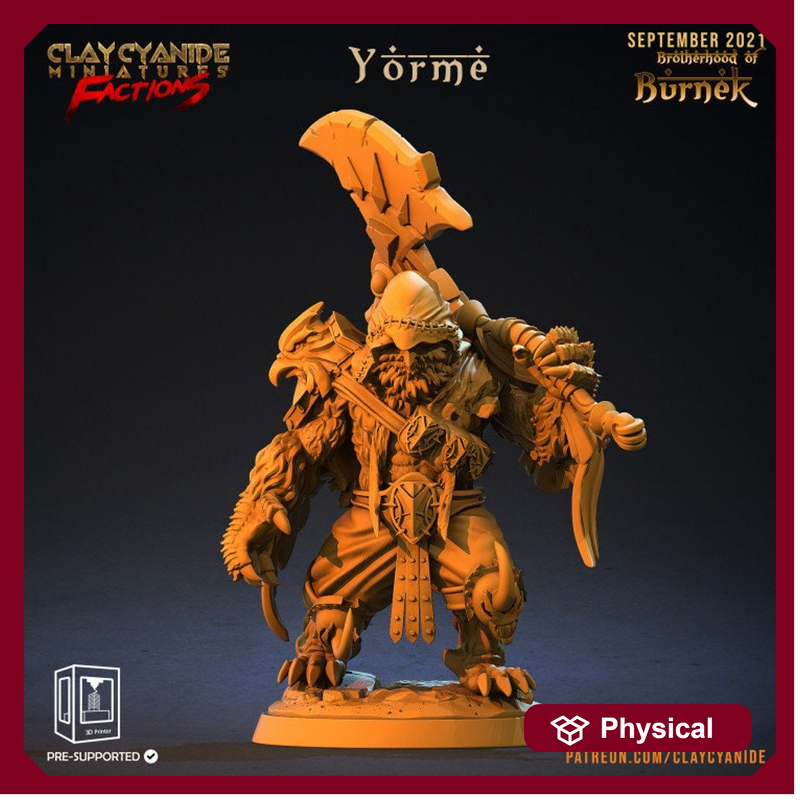 Owlfolk Fighter Barbarian Great Axe | 28mm, 32mm,54mm, 75mm, 100mm Scales | Resin | D and D | Figure for painting |Pathfinder |Clay Cyanide - Only-Games