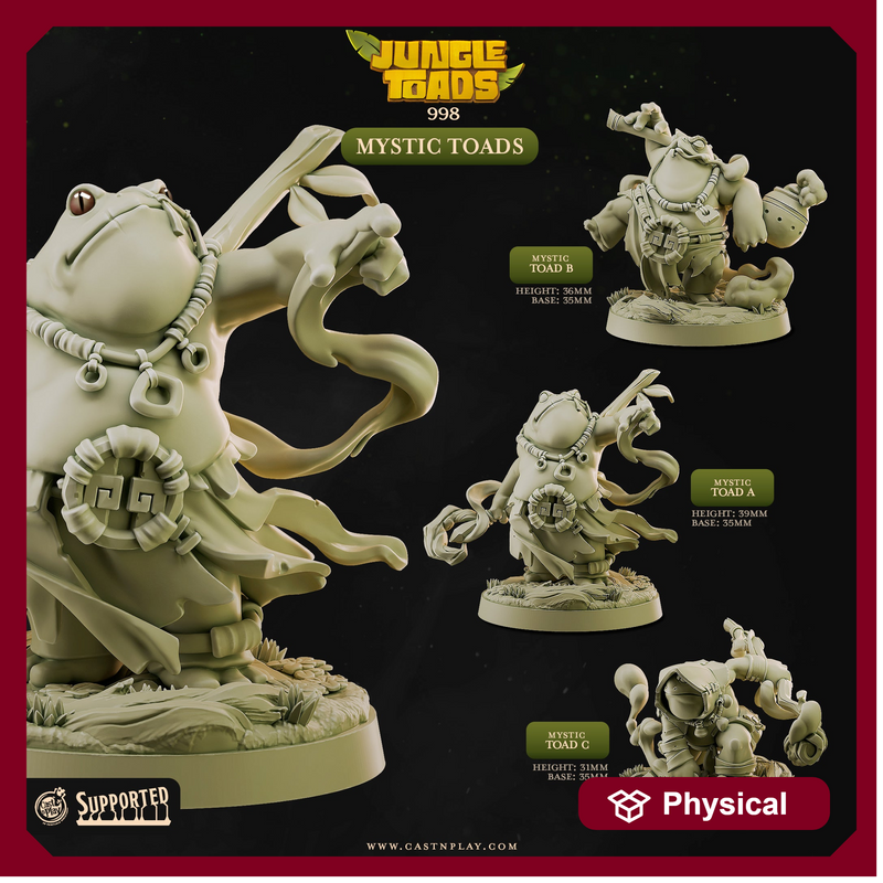 Mystic Toads - Jungle Toads - CastNPlay - Terrain Wargaming D&D DnD 28mm 32mm 40mm 54mm