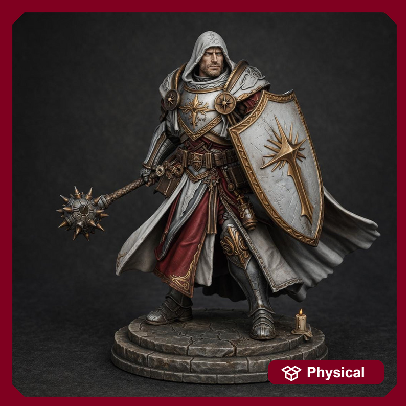 War Cleric Battle Priest, PaintedOrNot Original Design Unpainted Mini | 5 Sizes /Scales - Only-Games