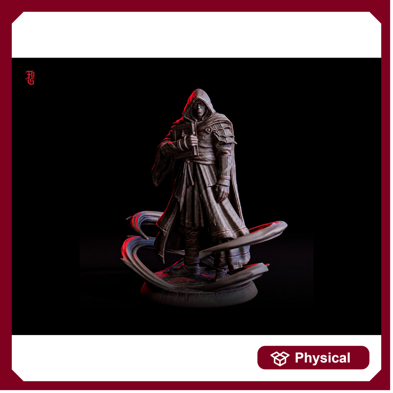 Hooded Warlock Miniature | Dark Scribe Necromancer | UNPAINTED Resin - Only-Games