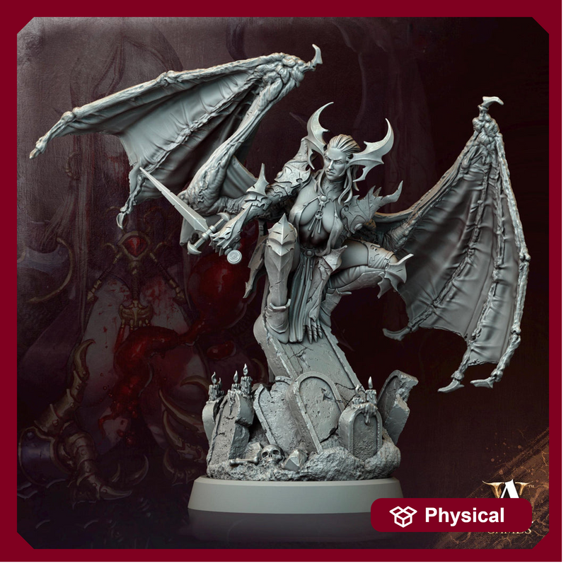 Succubus Demon, Female Winged Vampire Lord, Strahd Bride UNPAINTED | 28mm,32mm, 54mm,75mm,100mm | Dungeons & Dragons | Pathfinder | - Only-Games