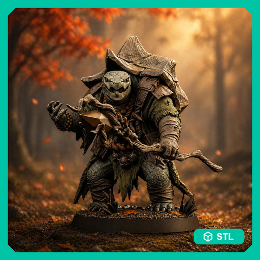 Turtlefolk Druid Miniature STL | Ravel Sylcarax | Digital Download - Only-Games