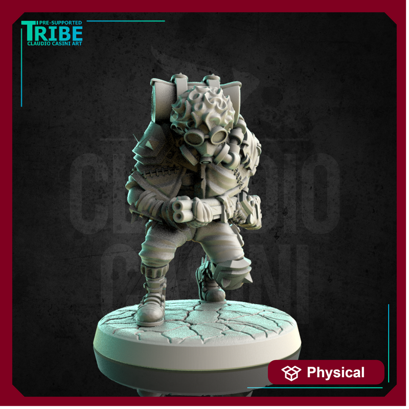 (0179) Female post apocalyptic old woman hunter with shotgun and traps