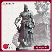 Human Male Samurai Animal Armor Fighter Kensai Miniature | 28mm,32mm,54mm,75mm,100mm Scales | Dungeons and Dragons Pathfinder | DM Stash - Only-Games