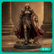 Female Cleric STL, Soleira Battle Priestess, PaintedOrNot Original Digital Mini for DnD 5E - Only-Games