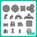 32mm Tabletop Scenery Industrial Sci-fi Basing Bits Pack