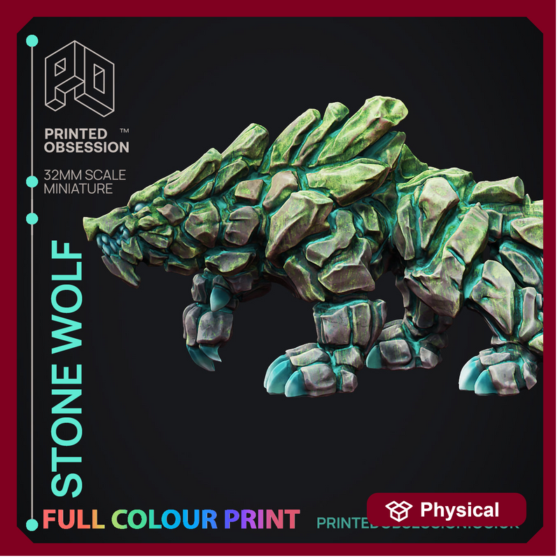 Stone Wolf - Elemental Wolves - Pre-Coloured - 32mm Scale - Only-Games