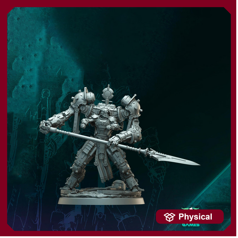 Sci-Fi Mech Knight Miniature | Spear War Suit | Unpainted Resin 32mm 40mm 50mm 65mm 80mm - Only-Games