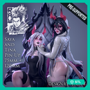 Saya and Tina Pin Up - 75mm and 120mm  - STL only