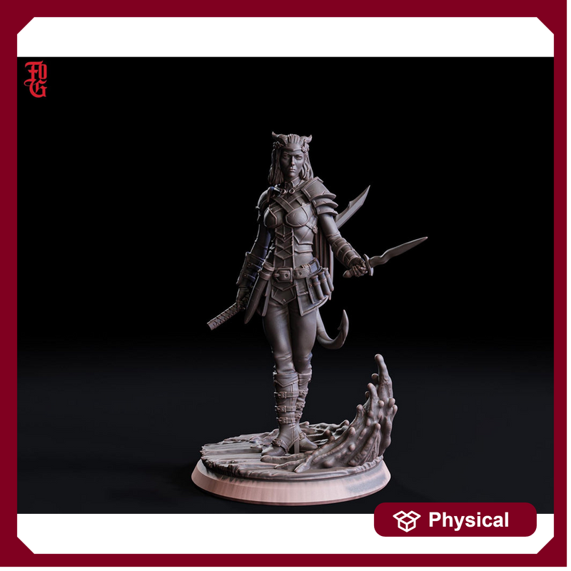 Female Tiefling Rogue Assassin Warlock hexblade |Miniature | 5 Scales | Pathfinder Figure | DnD | Figurine unpainted | - Only-Games
