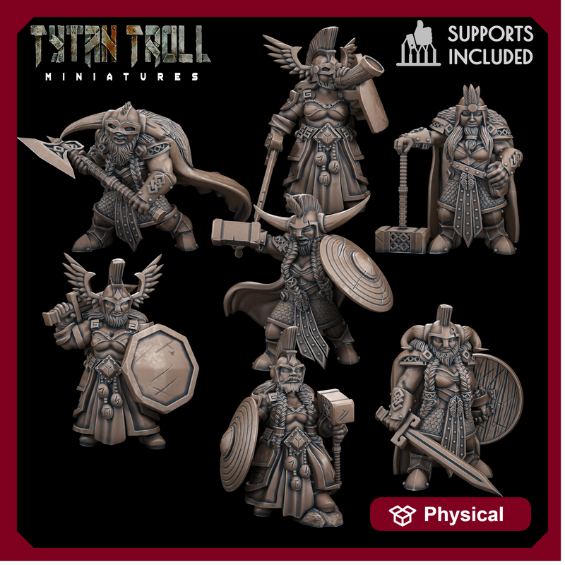 Female Bearded Dwarf Bundle - TytanTroll Miniatures - DnD - Fantasy - 32mm