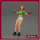 Tired boxing girl is lying in the boxing ring about to be knocked out
