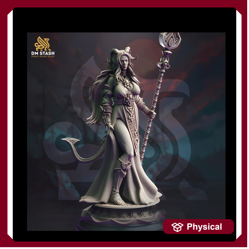 Tiefling Female Cleric, Sorcerer, Wizard PC NPC Miniature | 5 Sizes /Scales | Dungeons and Dragons - Only-Games