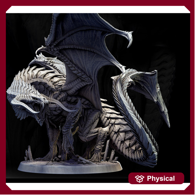 Chromatic Black Dragon (4 sizes) D&D 5e Unpainted Miniature | 109mm Height, 269 Wide | Resin Figurine | Dungeons and Dragons 5e Pathfinder - Only-Games