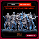 5 miniatures - 32mm - Classic RPG mercenaries bundle - MASTERS OF DUNGEONS QUEST