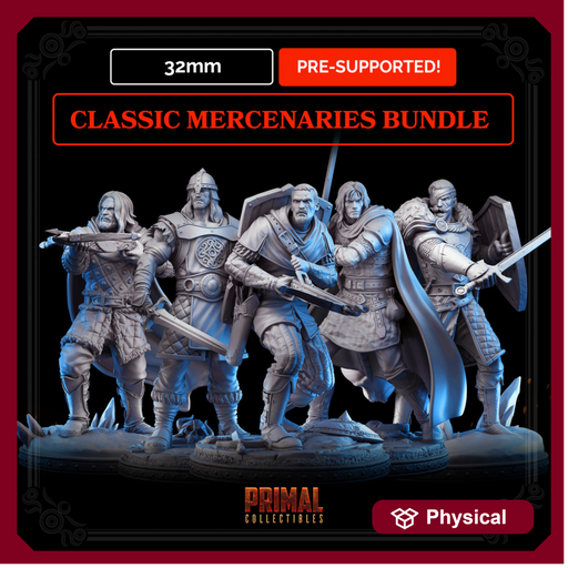 5 miniatures - 32mm - Classic RPG mercenaries bundle - MASTERS OF DUNGEONS QUEST - Only-Games