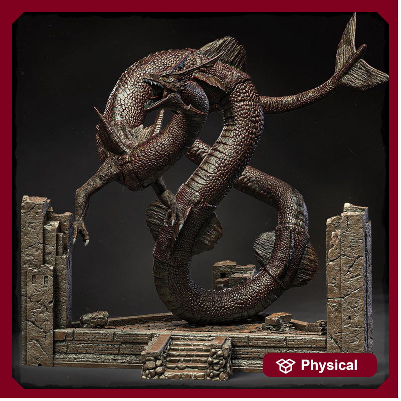 Serpentine Dragon Miniature | Eastern Sea Dragon Boss | DnD Pathfinder UNPAINTED - Only-Games