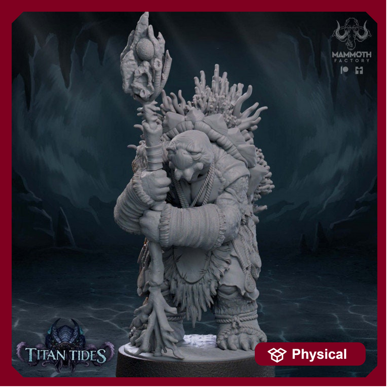 Sea Tortle Druid Cleric Monk PC NPC | 28mm, 32mm,54mm,75mm,100mm Scales | Player Character Mini D&D 5e Pathfinder Figurine | Mammoth Factory - Only-Games
