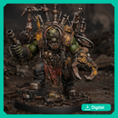 Skrapp Painmenda- Sci-Fi Orc Warlord Miniature | Scrap Pain | Original Wargaming 32mm base