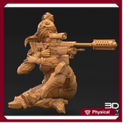 Female Sniper Sitting Pose | 28mm, 32mm Scales also 50mm and 100mm | Sci-Fi miniatures | Fan Art - Only-Games