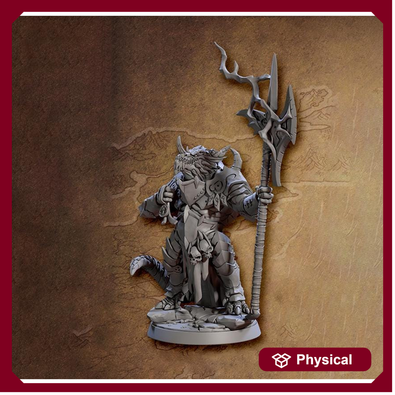 Dragonborn Paladin Fighter Polearm model | 28mm, 32mm, 54mm,75mm Scale Resin Miniature Dungeons and Dragons D&D Pathfinder | Artisan Guild - Only-Games