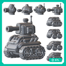 Sci-Fi Chibi Tonk Kit Tank Miniatures for Tabletop Wargames