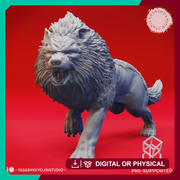 Charging Dire Wolf - Tabletop Miniature (Pre-Supported) - Only-Games
