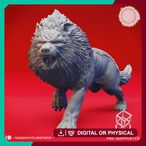 Charging Dire Wolf - Tabletop Miniature (Pre-Supported) - Only-Games