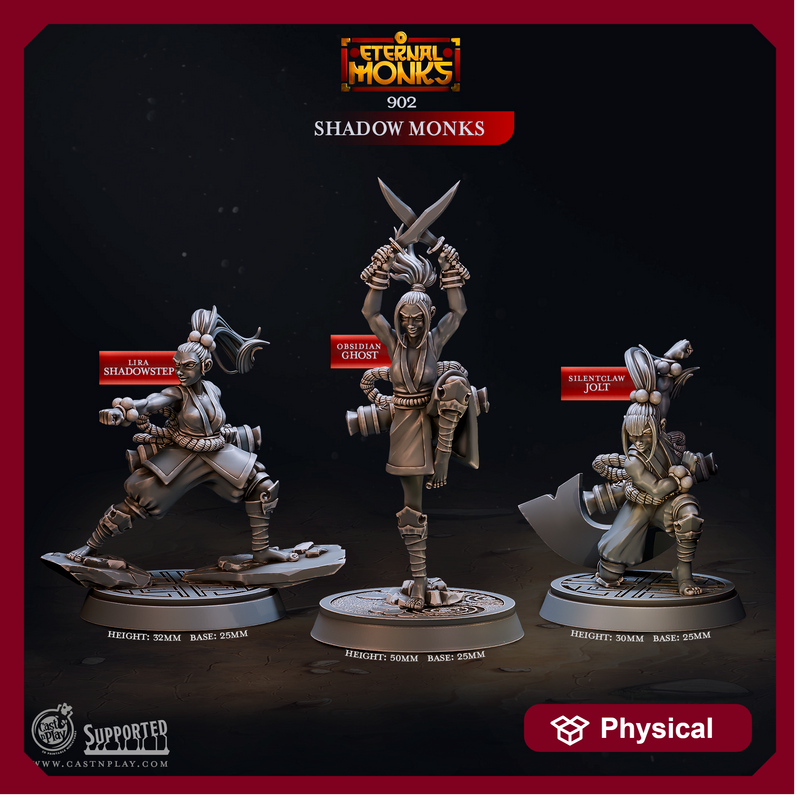 Shadow Monks - Eternal Monks - CastNPlay - Terrain Wargaming D&D DnD 28mm 32mm 40mm 54mm