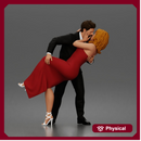 Man Dips Woman While Kissing Suit Long Dress Strappy Heels