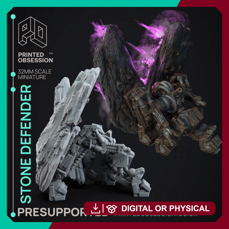 Clockwork Stone Defender - Artificer Creature - PRESUPPORTED - 32 mm scale