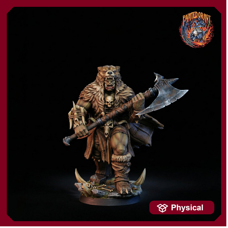 Half-Orc Barbarian, Fighter PC NPC, PaintedorNot Original Design Unpainted Mini | 5 Sizes /Scales - Only-Games