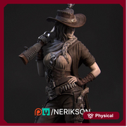 Human Female Gunslinger Fighter PC / NPC Unpainted Miniature| 28mm,32mm,54mm,75mm,100mm,140mm Scales | Pathfinder  DnD Figurine | NERIKSON - Only-Games