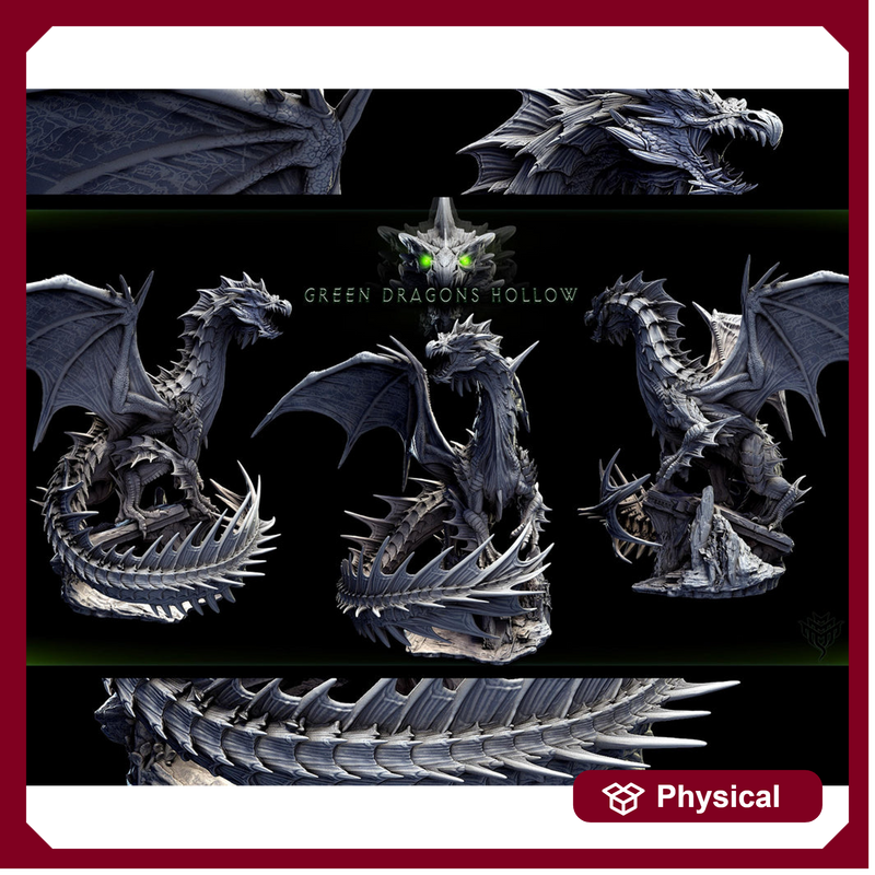 Legendary Chromatic Green Dragon (4 sizes) D&D Unpainted Miniature | 206mm Height | Resin Figurine |Dungeons and Dragons 5e Pathfinder - Only-Games
