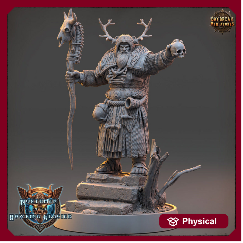 Human Druid, Cleric PC NPC Unpainted  | 28mm, 32mm, 54mm, 75mm Scales 100mm Tall | Dungeons and Dragons | Pathfinder | Daybreak Miniatures - Only-Games